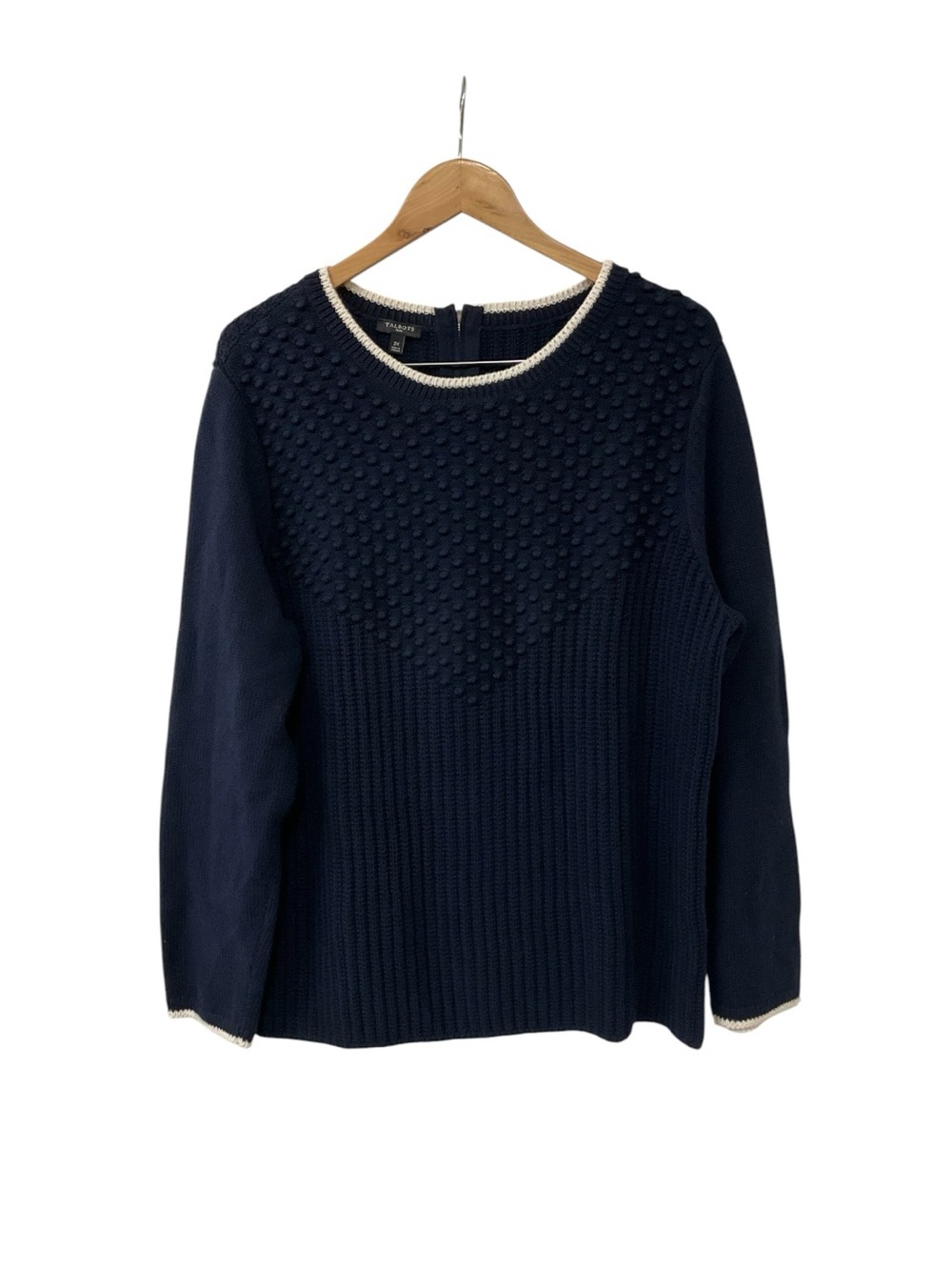Talbot Textured Navy Cotton Sweater 2X - Picture 2 of 4